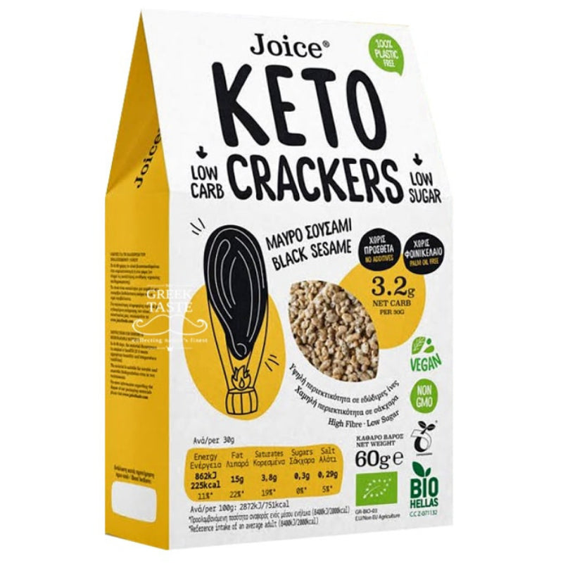 Βιολογικά Κράκερ με Μαύρο Σουσάμι KETO 60g JOICE