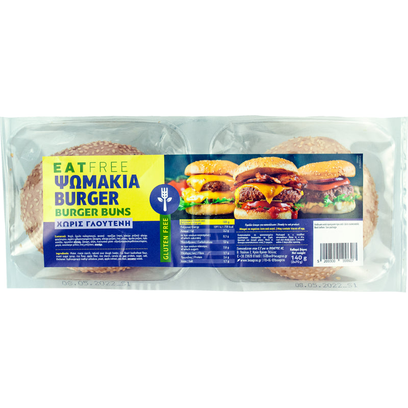 Ψωμάκια Burger (χωρίς γλουτένη) 2x170g Eat Free